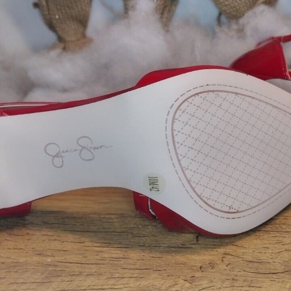 NEW Jessica Simpson Size 10M T- Strap Stilleto Pumps Holiday Candy Apple Red NYE - Picture 8 of 9